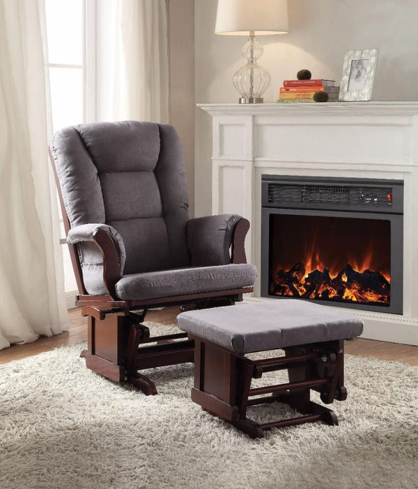 Aeron Glider Chair & Ottoman, 2 Piece Pack Gray & Brown - BM151935