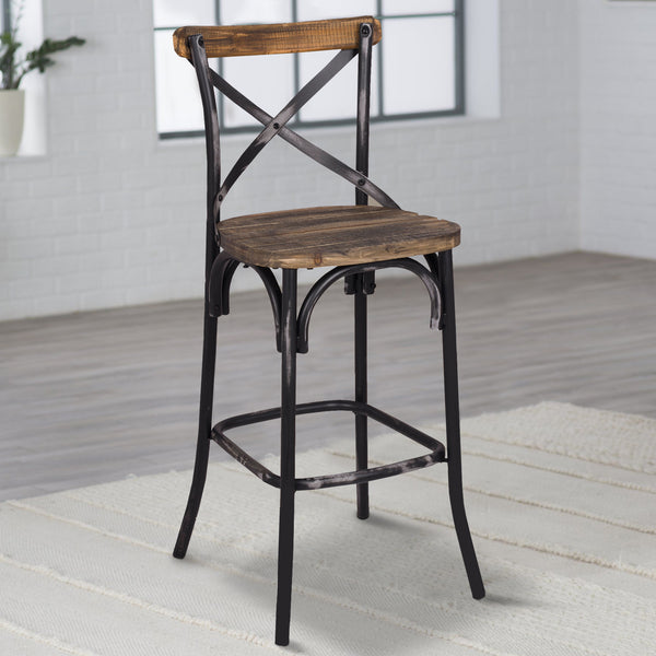 Zaire Bar Chair, Walnut & Antique Black - BM152029