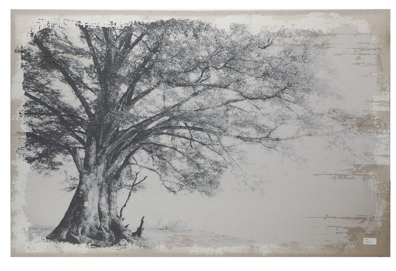benzara BM152900 Wavy Tree Canvas Print Black and Beige