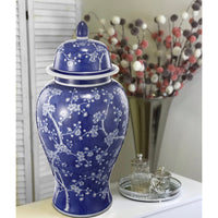 Well- Designed Flowers Ginger Jar In Blue and White - BM152912