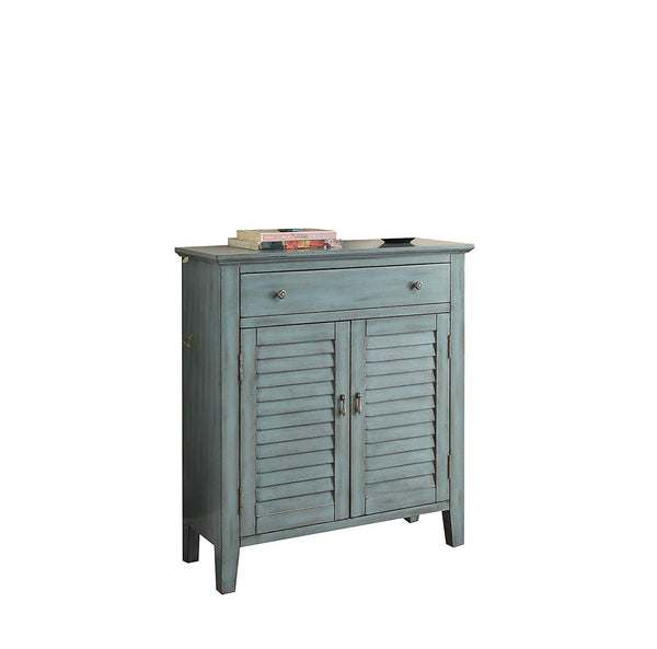 2 Shutter Door Cabinet Wooden Console Table with Tapered Legs, Antique Blue - BM154263