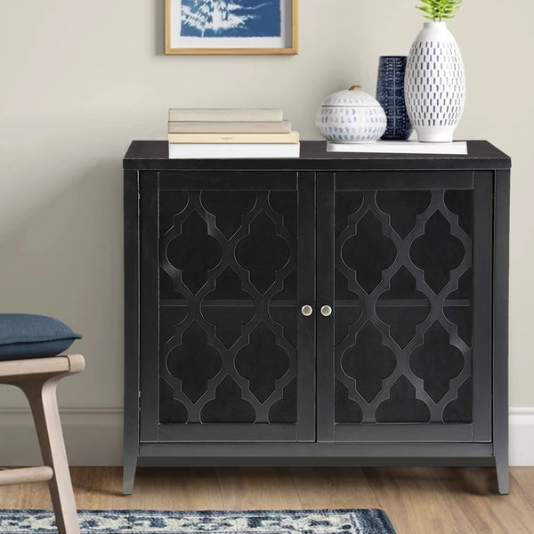 Ceara Console Table With 2 Doors, Black - BM154273