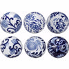 BM154492 Flashy Ceramic decorative Orbs, Blue and White, Set of 6