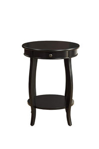 1 Drawer Round Shape Wooden End Table with Cabriole Legs, Espresso Brown - BM154574