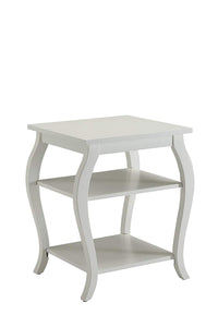 Wooden End Table with 2 Open Shelves and Cabriole Legs, White - BM154582