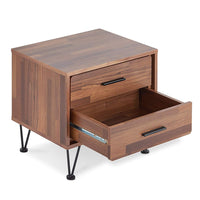 Contemporary 2 Drawers Wood Nightstand, Brown - BM154627