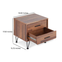 Contemporary 2 Drawers Wood Nightstand, Brown - BM154627