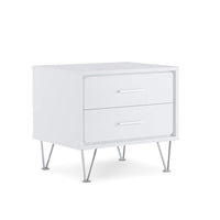 Contemporary 2 Drawers Wood Nightstand, White -BM154628