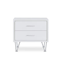 Contemporary 2 Drawers Wood Nightstand, White -BM154628