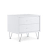 Contemporary 2 Drawers Wood Nightstand, White -BM154628