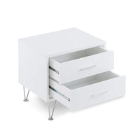 Contemporary 2 Drawers Wood Nightstand, White -BM154628