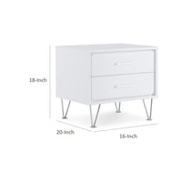 Contemporary 2 Drawers Wood Nightstand, White -BM154628