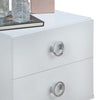 BM154629 Modern Style Wood & Metal Nightstand, White & Chrome