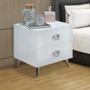 BM154629 Modern Style Wood & Metal Nightstand, White & Chrome