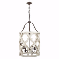 4-Light Wood Chandelier, White - BM154664