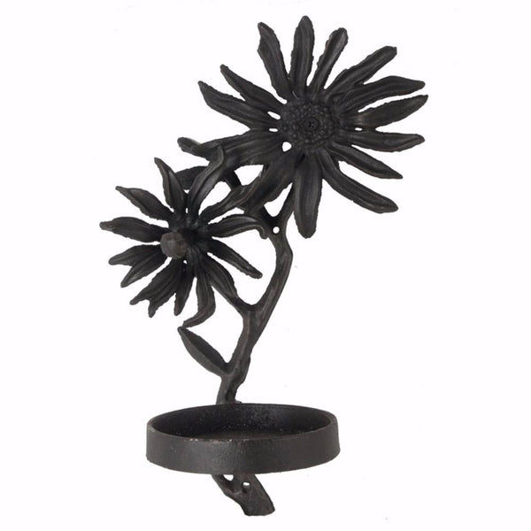BM154724 Flower Shaped Iron T-Light candle Holder, Black