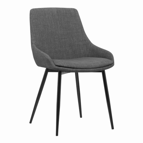 Fabric Upholstered Dining Chair with Metal Legs, Black and Gray - BM155594