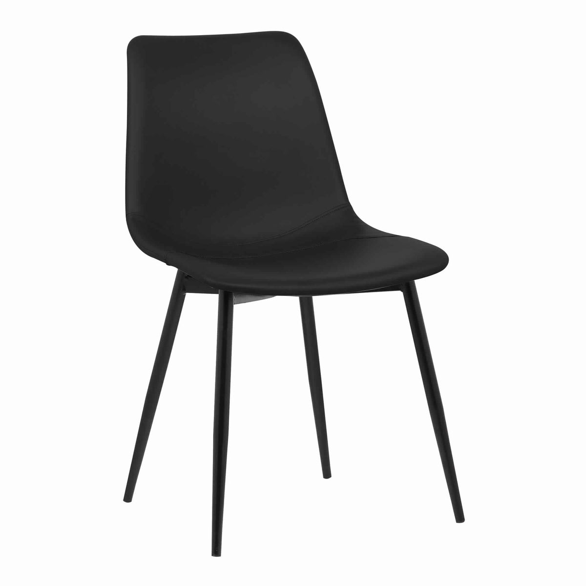 Leatherette Dining Chair with Bucket Seat and Metal Legs, Black - BM155600