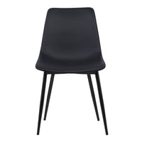 Leatherette Dining Chair with Bucket Seat and Metal Legs, Black - BM155600