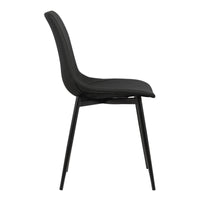 Leatherette Dining Chair with Bucket Seat and Metal Legs, Black - BM155600