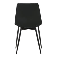 Leatherette Dining Chair with Bucket Seat and Metal Legs, Black - BM155600