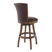 Wooden Counter Stool with Swivel Leatherette Seat and Backrest, Brown - BM155608