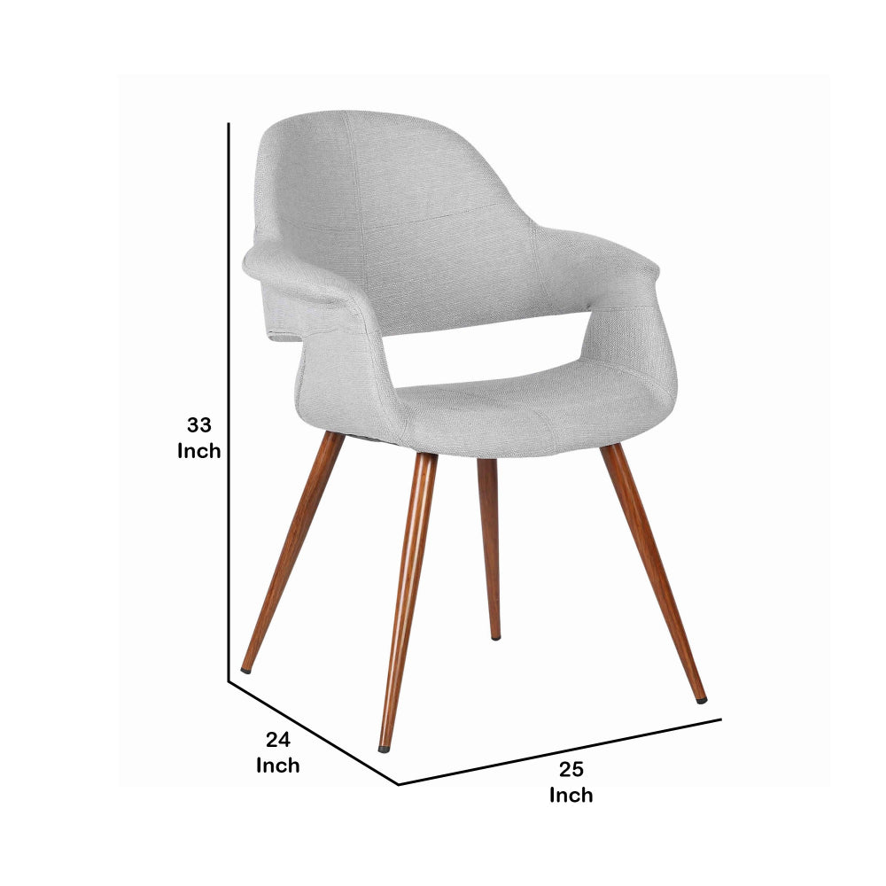 18 Inch Modern Dining Chair, Angled Tapered Legs, Gray and Brown - BM155649