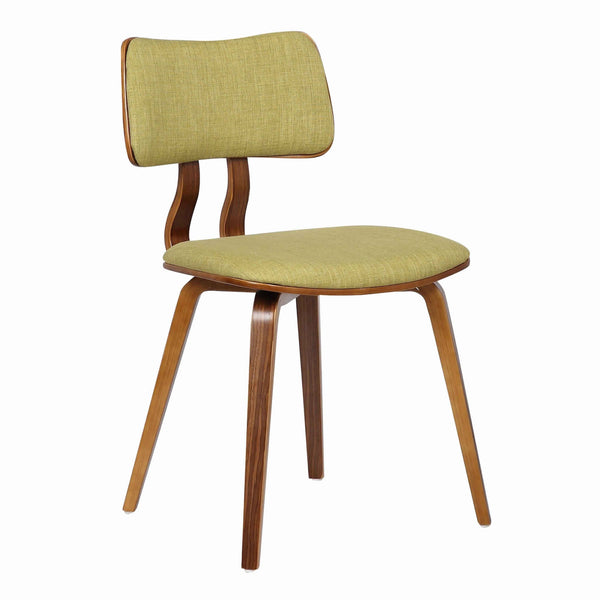 Fabric Upholstered Split Curved Back Wooden Dining Chair, Brown and Green - BM155659