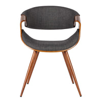 Curved Back Fabric Dining Chair with Round Tapered Legs, Brown and Gray - BM155661