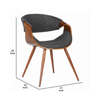 Curved Back Fabric Dining Chair with Round Tapered Legs, Brown and Gray - BM155661