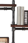 Metal Body Floating Three Wall Shelves with Pipe Design, Gray and Brown - BM155699
