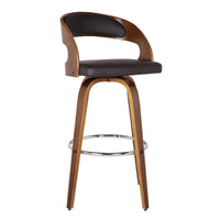 26 Inch Swivel Faux Leather Counter Height Barstool with Open Back, Brown - BM155717