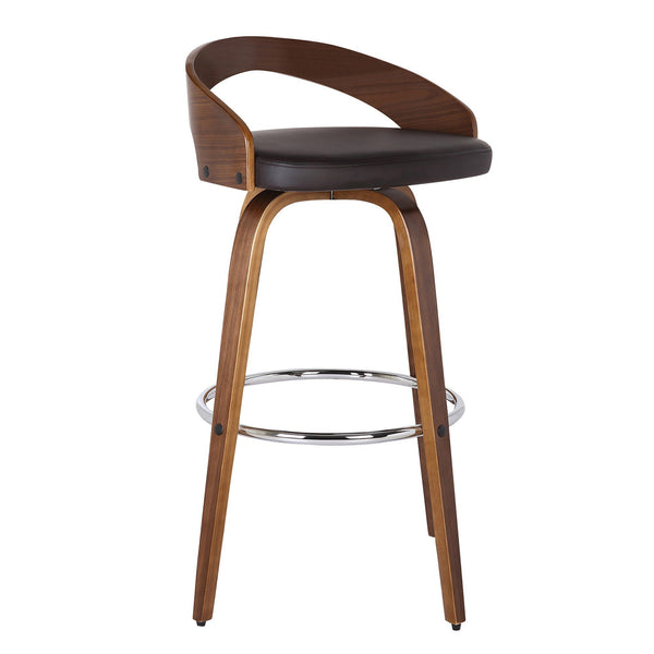 26 Inch Faux Leather Swivel Counter Height Barstool with Open Back, Brown - BM155721