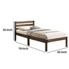 Wooden Twin Size Bed with Slatted Design Headboard, Rustic Brown - BM155990