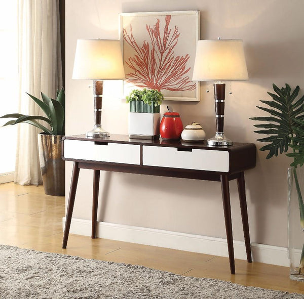 Beautiful Sofa Table With 2 Drawers, Espresso & White - BM156073