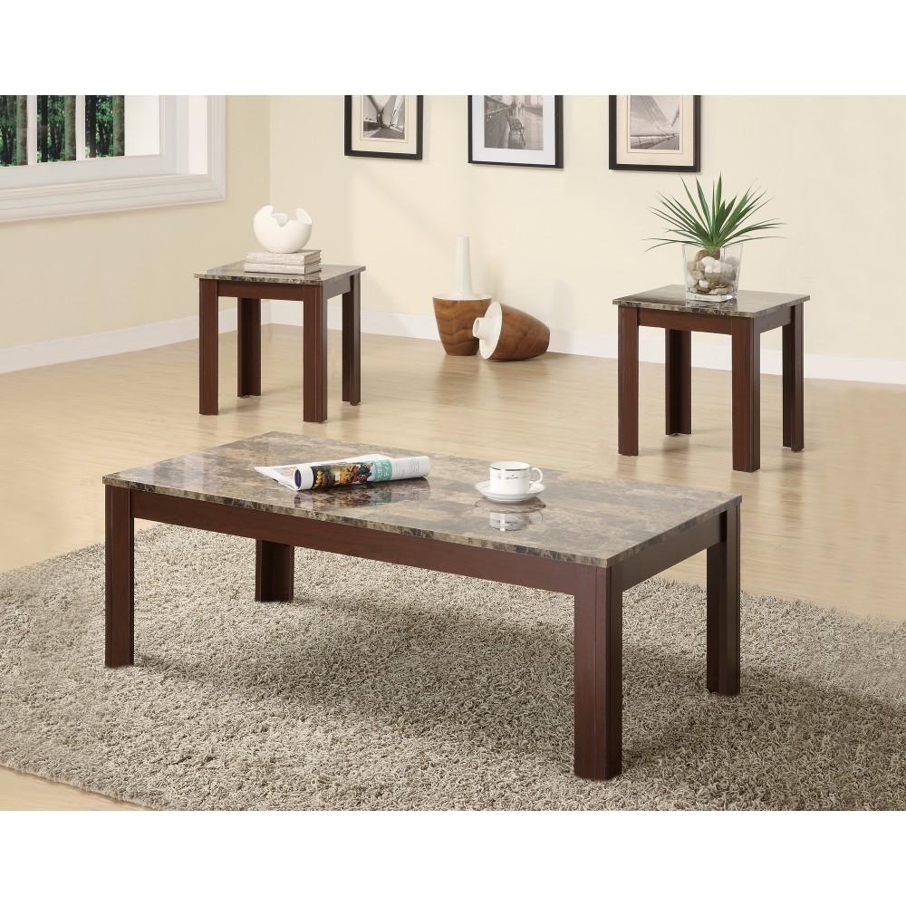 Solid Modern Style 3 piece occasional table set, Brown - BM156134