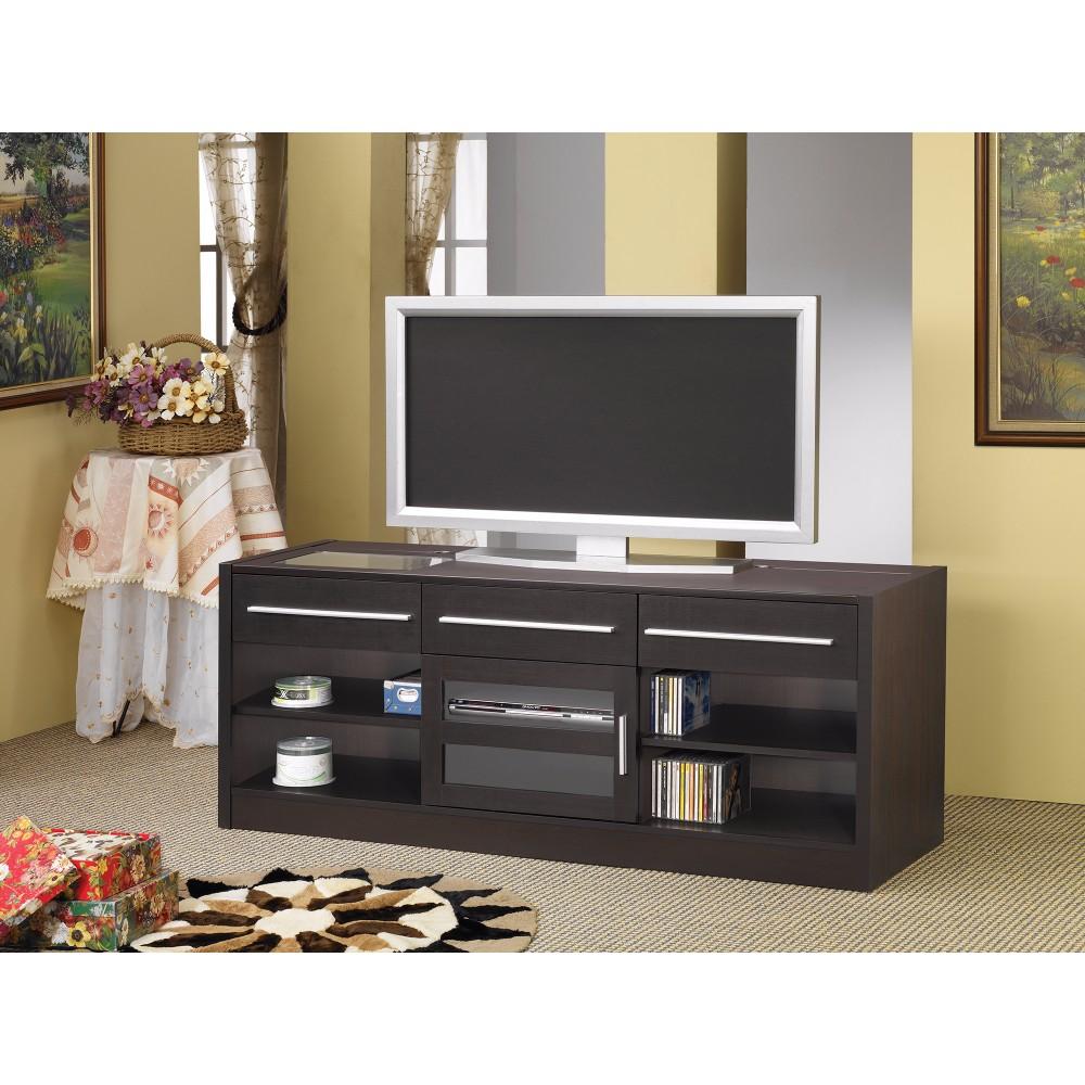 BM156145 Stylish TV Console with CONNECT-IT Power Drawer-RTA, Brown