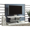 BM156158 Charming white tv console with Alternating Glass Shelves