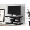 BM156161 Scintillating Modern TV Stand with Alternating Glass Shelves, Black