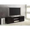 BM156162 Elegant High Gloss TV Stand with  Glass Shelf, Black