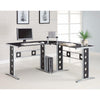 BM156229 Captivating L Shape Black Computer Desk with Silver Frame