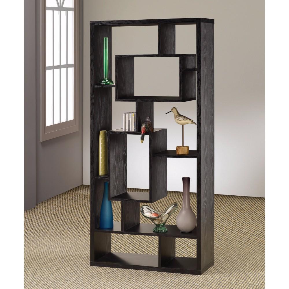 BM156232 Asymmetrical Cube Black Book Case with Shelves