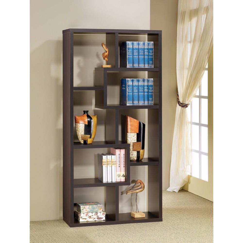 BM156233 Contemporary Asymmetrical Cube Bookcase, Brown