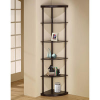 BM156238 Illuminating corner bookcase with five pie-shaped shelves, Brown