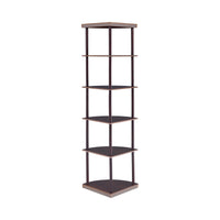 BM156238 Illuminating corner bookcase with five pie-shaped shelves, Brown