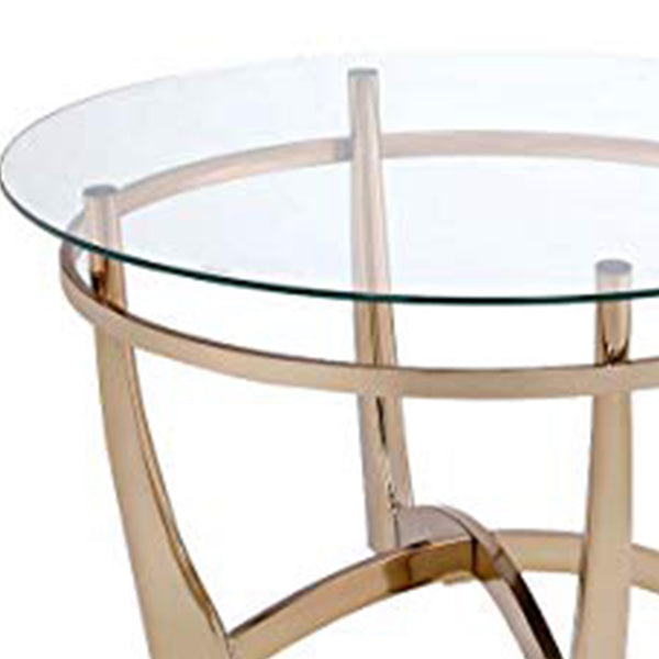 BM156776 Attractive Coffee Table, Gold & Clear Glass