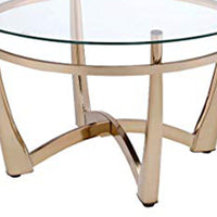 BM156776 Attractive Coffee Table, Gold & Clear Glass