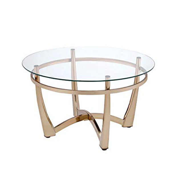 BM156776 Attractive Coffee Table, Gold & Clear Glass