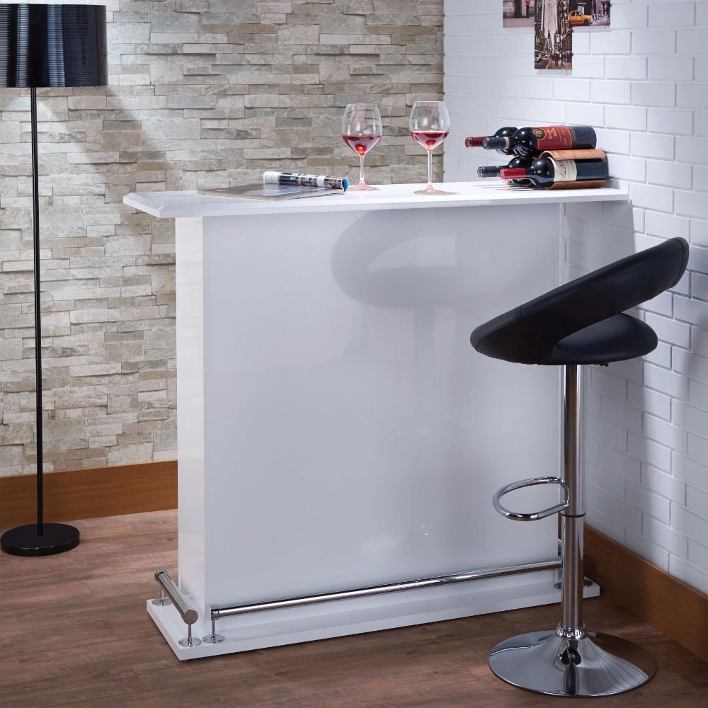 benzara 41 Inch Rectangular Wooden Bar Table with Storage White - BM157252
