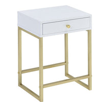 BM157286 Astonishing Side Table, White & Gold